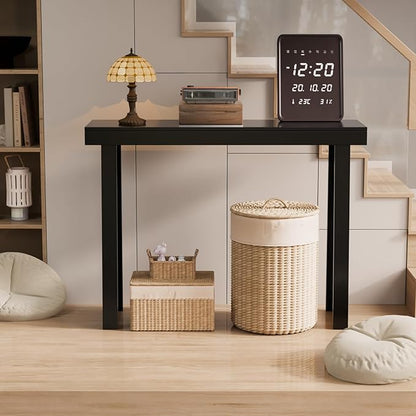 VINGLI 42.9" Black Console Table, Solid Wood Entryway Table, Narrow Sofa Table Behind Couch, Thin, for Living Room, Entrance, Hallway, Foyer, Bedroom, Office