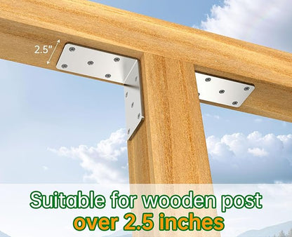 5" X 5" X 2.5" Heavy Duty L Brackets for Wood (4 PCS), L-Shaped Corner Brackets for Shelving and Furniture , Silver