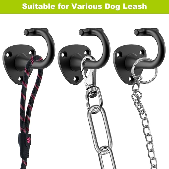 BeneLabel Dog Leash Hooks for Wall Black Dogs Leash Wall Mount Dog Hook for Leashs for Secure and Escape-Proof Hook for Lead Management