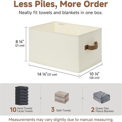StorageWorks Closet Organizers and Storage Bins, Foldable Shelf Baskets, Clothes Storage Basket for Organization, Ivory White, 3-Pack, Large