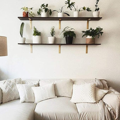Shelf Brackets 10 Inch Wall L Brackets 8PCS Heavy Duty for Shelves Metal Gold Rustic Industrial Brackets for DIY Opening Shelves Project Hardware Included
