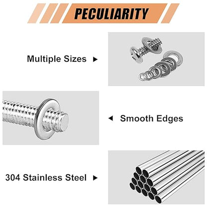 900 Pcs Stainless Steel Flat Washers for Screws, 304 Stainless Steel, Assorted Sizes (M2 M2.5 M3 M4 M5 M6 M8 M10 M12) for Industrial Use, Washers for Bolts