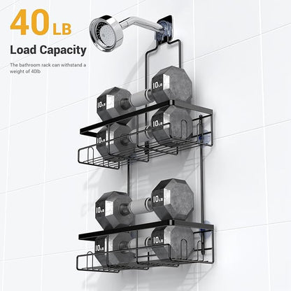 Shower Caddy Hanging Bathroom Organizer: Rustproof Shelf for Inside Shower - No Drilling Racks Over Showerhead - Bath Shelves for Shampoo Soap