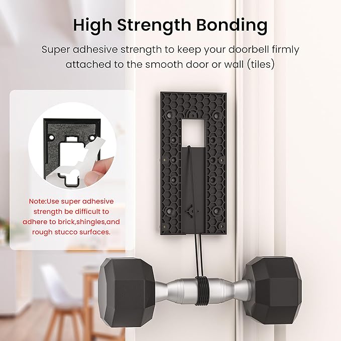 No-Drill Adhesive Doorbell Mount Compatible with Ring Video Doorbell 4 /Battery Doorbell Plus/Pro, Door Mounting Holder Bracket Accessories for Apartments Office Houses (2 Pack)