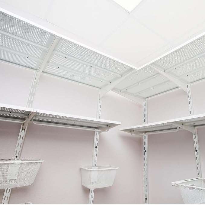 12 Pack 25 Inch Dual Track Upright Wall Shelving System Shelf Bracket Twin Slot Shelf Rail Twin Track Upright Heavy Duty Support System for Pantries, Linen Closets, Laundry Rooms (White)
