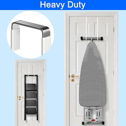 Over the Door Metal Hooks with Plastic Coating 14.2" Fit 0.5" to 1 3/8" Door 4 Pcs Heavy Duty Single Towel Robe Rack Wreath Bathroom Shower Hanger Shoe Organizer Ironing Board Long White