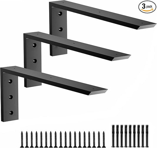 Premium Heavy Duty Countertop Brackets 18 inch 3 Pack (2/5" Thick),Granite Countertop Support 18" x 6" x 2 1/2",Shelf L Bracket Metal Corbels Suitable for Quartz,Wood,Concrete and Laminate Countertops