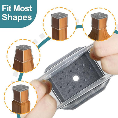 Ansible 24 Pcs Chair Leg Floor Protectors Square, Silicone Felt Furniture Leg Pads Caps Covers for Hardwood Floors (Fit:1-1/2" to 1-7/8")