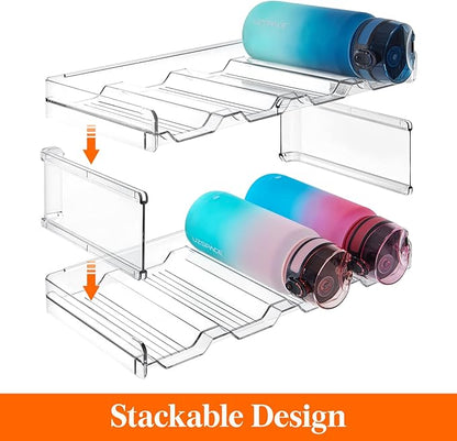 Lifewit Stackable Water Bottle Organizer for Cabinet, Plastic Bottle Holder Fits Bottles/Tumblers up to 3.8" Diameter for Pantry/Countertop, 3 Tier Holds14 Bottles 41 x 20 x 24 cm/16 x 8 x 9.5"