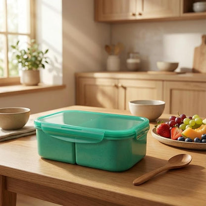 MISS BIG® Bento Box for Adults – Reusable Wheat Material Lunch Box with Compartments, Leak Proof Food Container for Meal Prep, Work & Home – Microwave & Dishwasher Safe Adult Lunch box(1900ml Green)