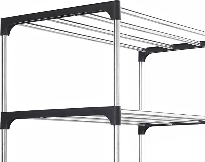 Whitmor 3-Tier Shoe Rack - Small Space Solution - Store up to 6 Pairs of Shoes - Organize Shoes & Accessories - Chrome & Black