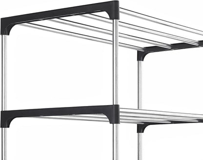 Whitmor 3-Tier Shoe Rack - Small Space Solution - Store up to 6 Pairs of Shoes - Organize Shoes & Accessories - Chrome & Black