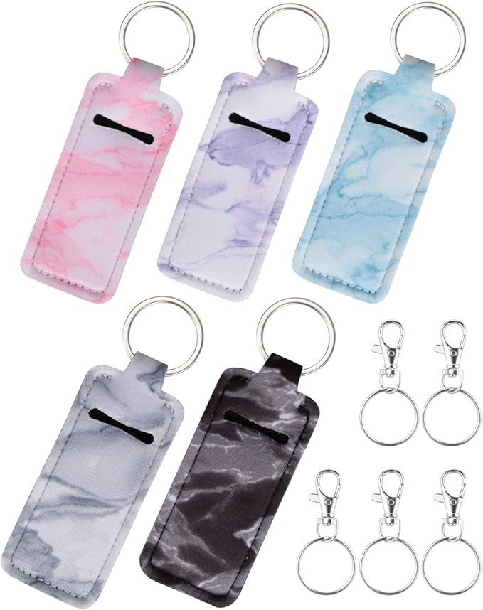 Chapstick Holder Keychain Lip Balm Holder Lipstick Sleeve Pouch Lip Gloss Holder Stocking Stuffers Gift for Women