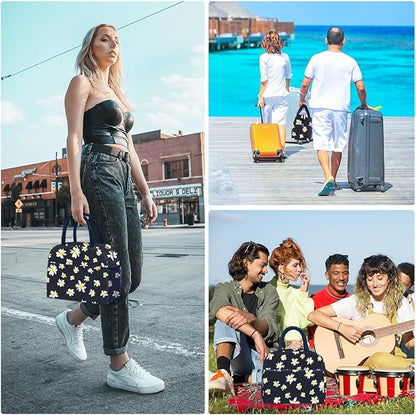 DALINDA Lunch Bag Lunch Box for Women Men Reusable Insulated Cooler Lunch Tote Bags, Leakproof Cute LunchBag Large Capacity for Work Travel Picnic, Daisy