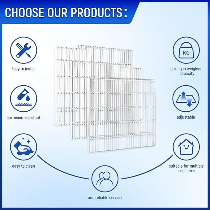 DeepTide Adjustable Commercial Freezers Shelves - 3-Tier Epoxy-Coated,Durable and Resistant to Corrosion,Heavy Duty 155lb Capacity Adjustable Steel Shelving