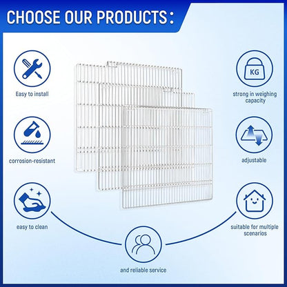 DeepTide Adjustable Commercial Freezers Shelves - 3-Tier Epoxy-Coated,Durable and Resistant to Corrosion,Heavy Duty 155lb Capacity Adjustable Steel Shelving