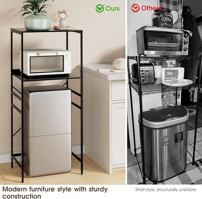 Mini Fridge Shelf Mini Fridge and Microwave Stand Over Mini Fridge Storage Rack Height Adjustable Microwave and Fridge Stand Suitable for Dorm, Kitchens, Offices, Black