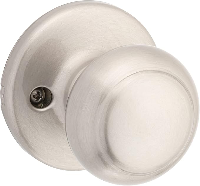 Kwikset Cove Interior Passage Door Knob, Handle for Closet and Hallway Doors, Non-Locking Doorknob in Satin Nickel, with Microban Protection (Pack of 4)
