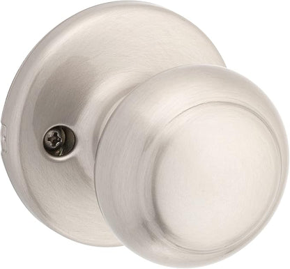 Kwikset Cove Interior Passage Door Knob, Handle for Closet and Hallway Doors, Non-Locking Doorknob in Satin Nickel, with Microban Protection (Pack of 4)