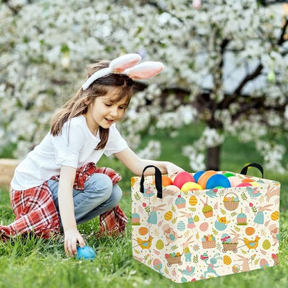 Rectangular Cute Easter basket,Easter basket empty,Storage Basket for baby Bedroom,Toy Gift Organizerm,Kids Storage Bin,Gift baskets,Easters Home Decor(Cute Easter eggs)