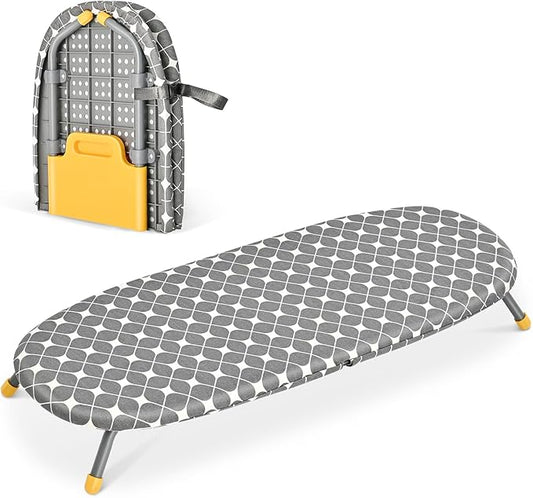 APEXCHASER Foldable Ironing Board, Tabletop Small Iron Board with Heat Resistant Covers, Portable Folding Mini Iron Table with Non-Slip Feet for Home, Laundry Rooms, Dorms, Travel Use, Yellow