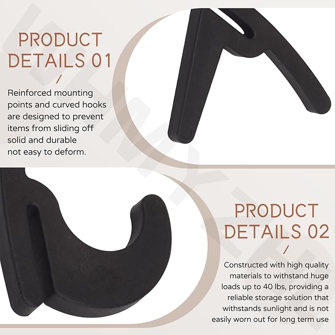 Universal Hooks for Garage Shelving and Industrial Storage Racks Compatible with Keyhole Slots, Including J&L Heavy-Duty Hooks for Garage Shelving - UV-Resistant, Holds up to 40 lbs.