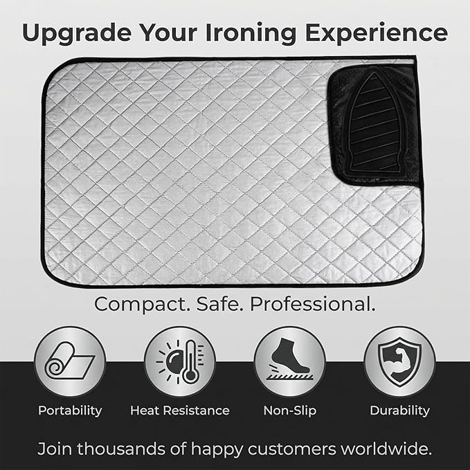 Magnetic Ironing Mat - Portable Ironing Board for Table Top, Home, Laundry, Travel, Office, RV