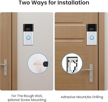 No-Drill Adhesive Doorbell Mount Compatible with Ring Video Doorbell (2nd Generation - 2020 Release), Door Mounting Holder Bracket Accessories for Apartments Office Houses (2Pack)