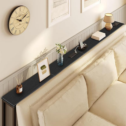HOOBRO 47.2" Skinny Console Table with Power Outlets, 5.9" Behind Couch Table with Charging Station, Narrow Sofa Table, Long and Thin Table for Entryway, Living Room, Black BB15XG01G1