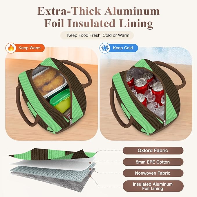 Lunch Bag Lunch Box for Women, Cute Corduroy Insulated Reusable Work Leakproof Simple Adults Large Lunch Boxes Tote Bag Men Cooler Bag