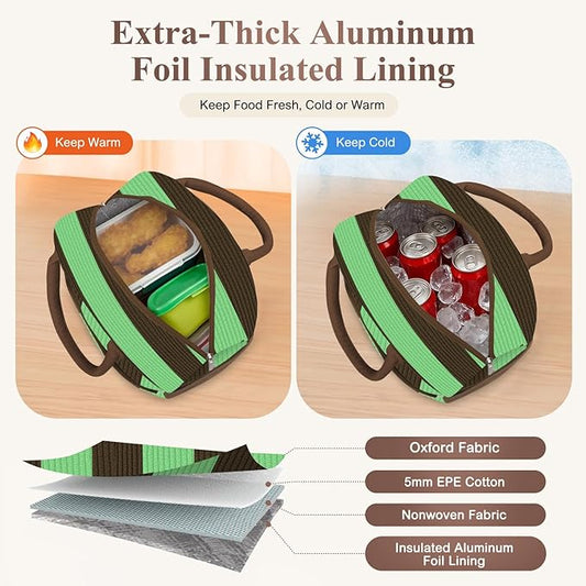 Lunch Bag Lunch Box for Women, Cute Corduroy Insulated Reusable Work Leakproof Simple Adults Large Lunch Boxes Tote Bag Men Cooler Bag