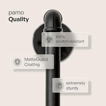 pamo Industrial Pipe Clothing Rack with Shelf - 550 lbs Capacity - Clamping Clothes Rack and Walk In Closet with Oak Shelf for Wardrobe