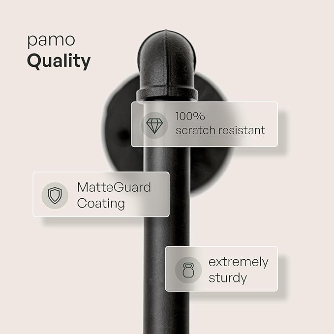 pamo Industrial Shelf Brackets Wall Mounted – Heavy Duty Floating Shelf Support, Black Steel Pipe Shelving, Adjustable DIY Shelf System, Modern Industrial Design (Boards Not Included)