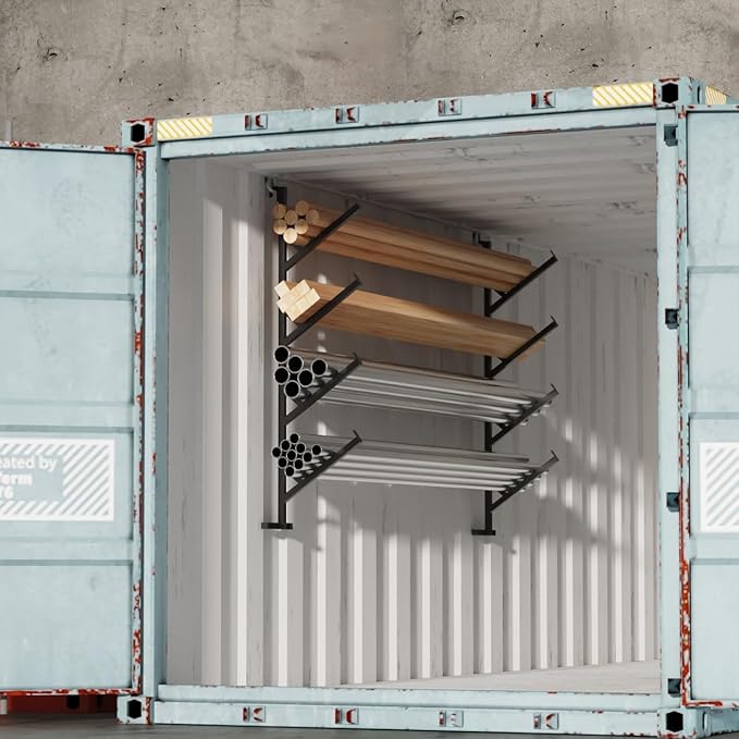 4 Pack Heavy Duty Shipping Container Shelving for Vertical Storage, 4 TierPipe Rack for Containers for Storage, No-Drill Shipping Container Brackets and Shipping Container Accessories Set