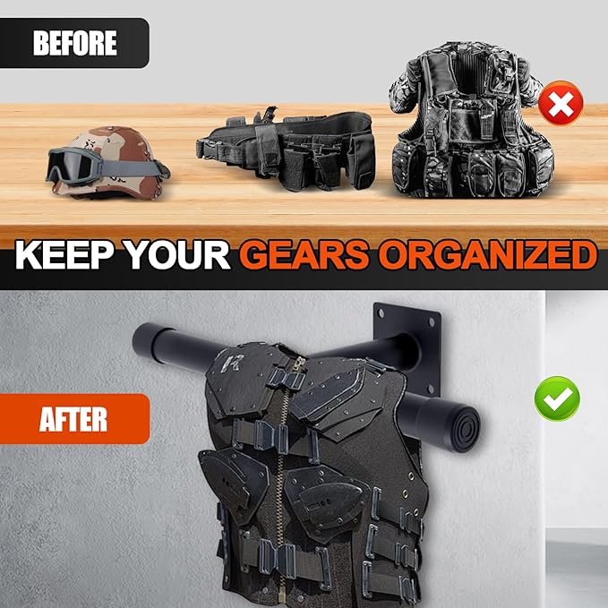 Weight Vest Hanger Wall Mount Heavy Duty Tactical Gear Police Vest Holder Motorcycle Helmet Rack Stand for Gym Home Garage Train Armor Breastplate Backpack Organizers