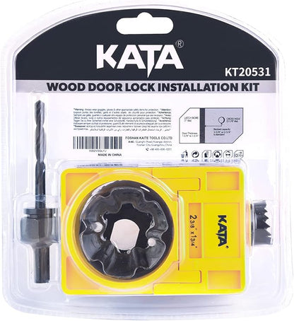KATA 1-3/8" - 1-3/4" Door Lock Installation Kit for Wooden Doors with Guide Template, Door Lock Hole Saw, Carbon Steel
