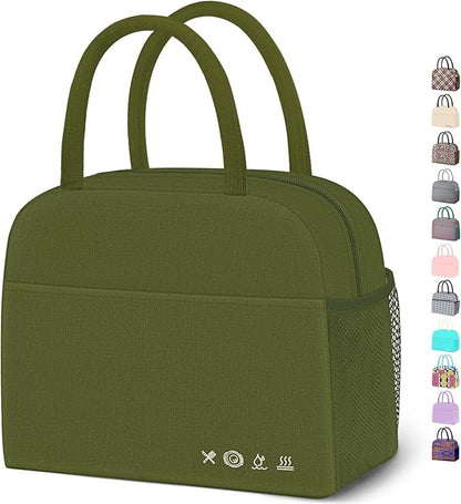DALINDA Lunch Bag Lunch Box for Women Men Reusable Insulated Lunch Tote Bag High Capacity for Travel Work Picnic,army green