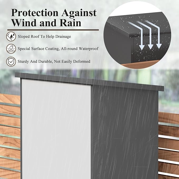 73''H Metal Outdoor Storage Cabinet, Garage Storage Cabinets with Shelves & Lockable Doors, Broom Cabinets for Cleaning Supplies, Waterproof Storage Shed for Garden, Porch（15.4" D x 31.5" W ）