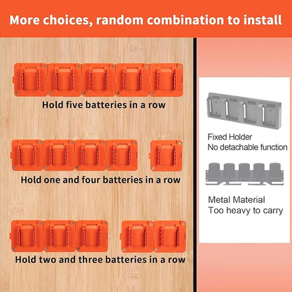 Crivnhar Battery Mount Holder Compatible for Black+Decker 20V Batteries, Wall Mounts Hanger Fit for LBXR20 LB20 LBX20, Organize Garage/Workshop/Work Truck(5 Pack, w/10 Screws, No Battery)