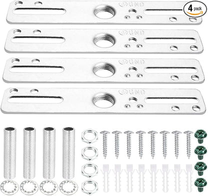 4" Ceiling Light Fixture Mounting Bracket Kit, 4Pcs Universal Lamp Crossbar Hardware Set for Chandelier & Wall Lights, Silver