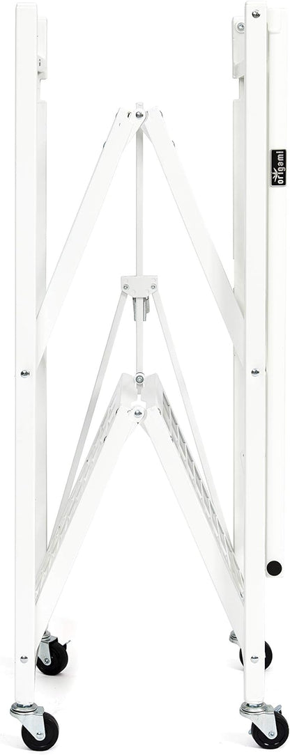 Origami R3 3-Tier Foldable Garage Shelving Heavy Duty Shelving Holds 750 pounds, Garage Storage Rack, Pre-Assembled Utility Rolling Shelf with Wheels | 29" W x 13" D x 35.5" H (White, R3)