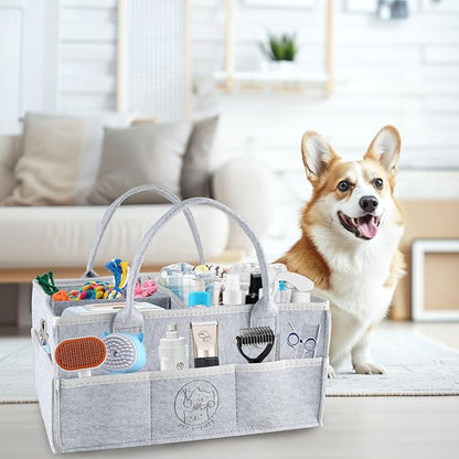 Felt Pet Dog Grooming Bag,Dog Storage Organizer for Grooming Supplies,Portable Tote Organizer for Pet Stuff,Ideal for Dog Cat Toys,Blanket, Shampoo,Trimmer,Clipper,Combo,Brush
