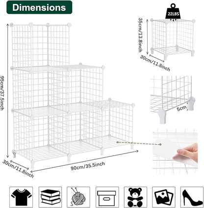 AWTATOS Wire Cube Storage Organizer, Closet Organizers and Storage, Metal 6 Cube Storage Shelves Bookshelf, Portable Closet Clothes Organizer for Bedroom, Home, Office, White