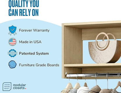 Modular Closets Vista Collection Tall Hanging Wood Closet Organizer Unit (Oak, 31.5" Wide)
