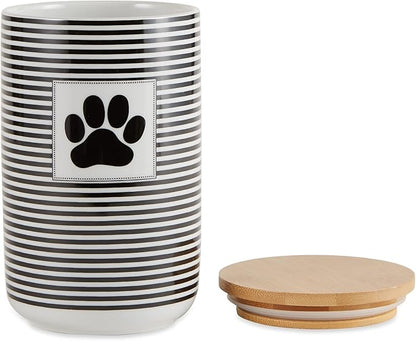 Bone Dry Paw & Patch Ceramic Pet Collection, Treat Canister, 4x6.5, Black,Treat Canister, 4x6.5,5742