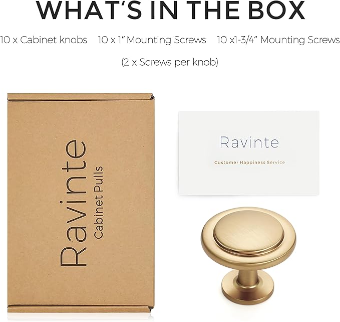 Ravinte 10 Pack 1-1/4 inch Kitchen Cabinet Knobs Drawer Knobs Dresser Knobs Champagne Bronze Zinc Knobs Drawer Pulls Door Knobs Dresser Drawer Handles Knobs for Dresser Drawers