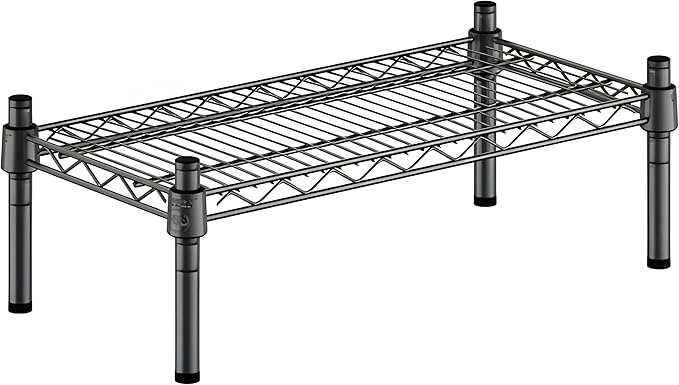 12" x 24" x 8" Black Epoxy Wire Storage Shelf, Dunnage Rack, Commercial 1 Tier Small Shelf