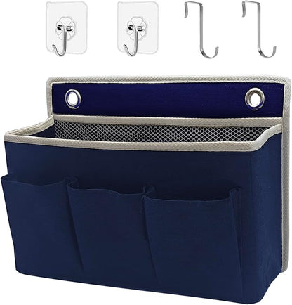Wall Hanging Organizer Bag/Hanging Baskets with Large Mesh Compartment & 3 Pockets，Over the Door Hanging Organizer Space Saving Storage for Bedroom,RV Camper, Closet (Navy Blue -1 Pack)