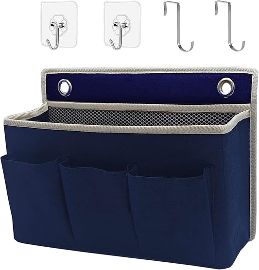 Wall Hanging Organizer Bag/Hanging Baskets with Large Mesh Compartment & 3 Pockets，Over the Door Hanging Organizer Space Saving Storage for Bedroom,RV Camper, Closet (Navy Blue -1 Pack)