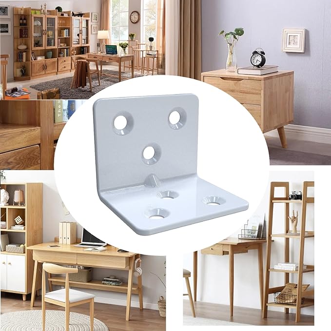 White Stainless Steel Corner Bracket,Joint Right Angle Bracket,L Shape Heavy Duty Metal Corner Brace Hardware Brackets Supporter for Wood Aufuga (16, 1.5x1.2x1.2)